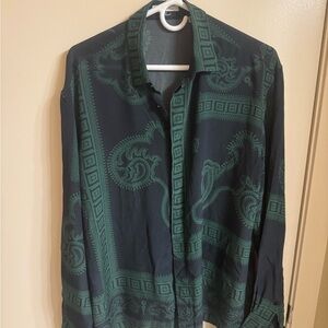 Versace Black and Green Patterned Shirt size 43